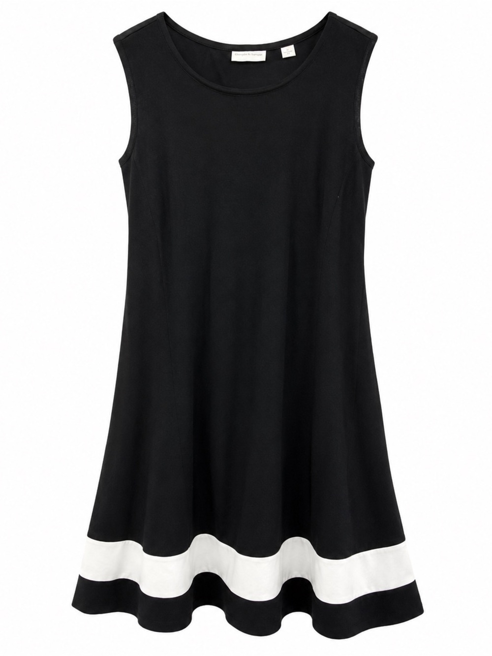 New York & Company Black Midi Dress with White Hem